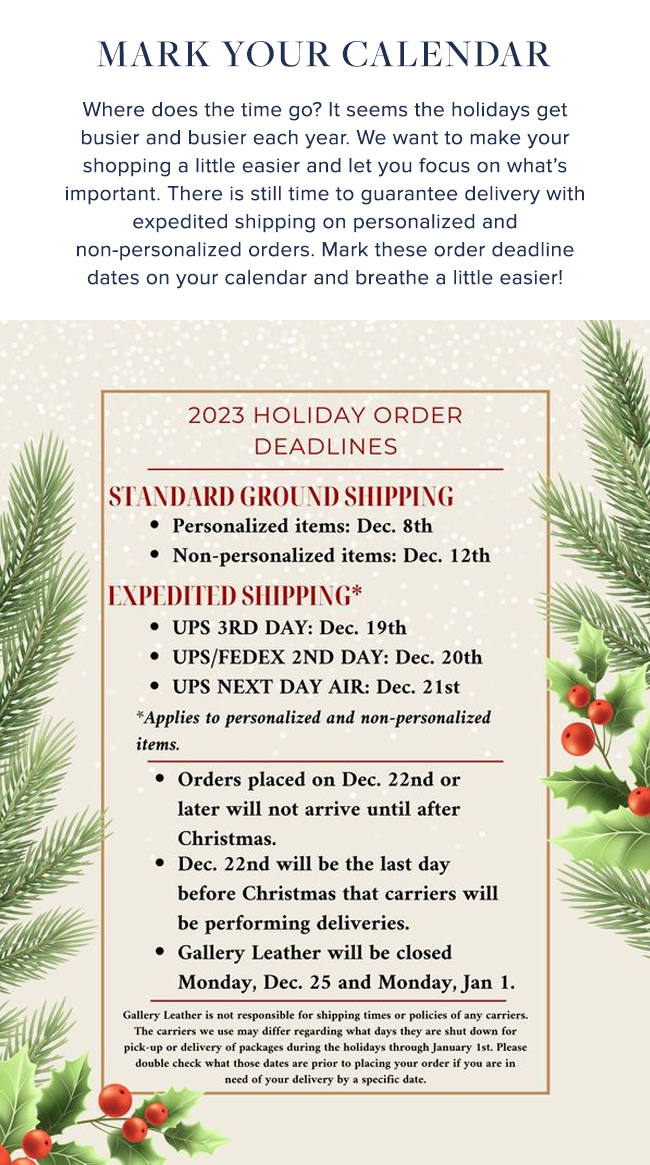 Last Minute Shipping Notice! 